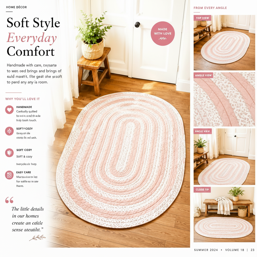 Blush Pink Rug - Angles