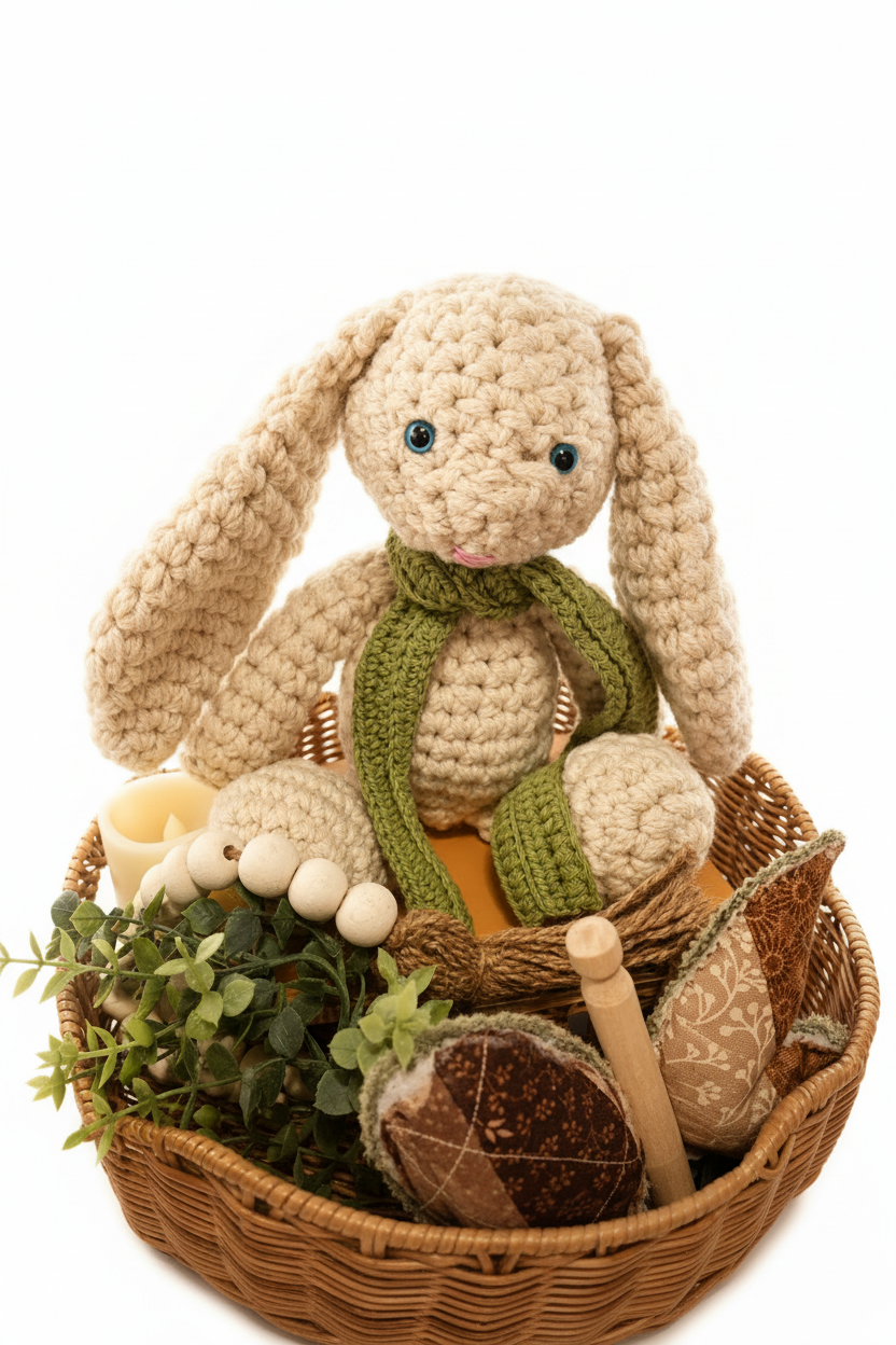 Bright crochet bunny product photo