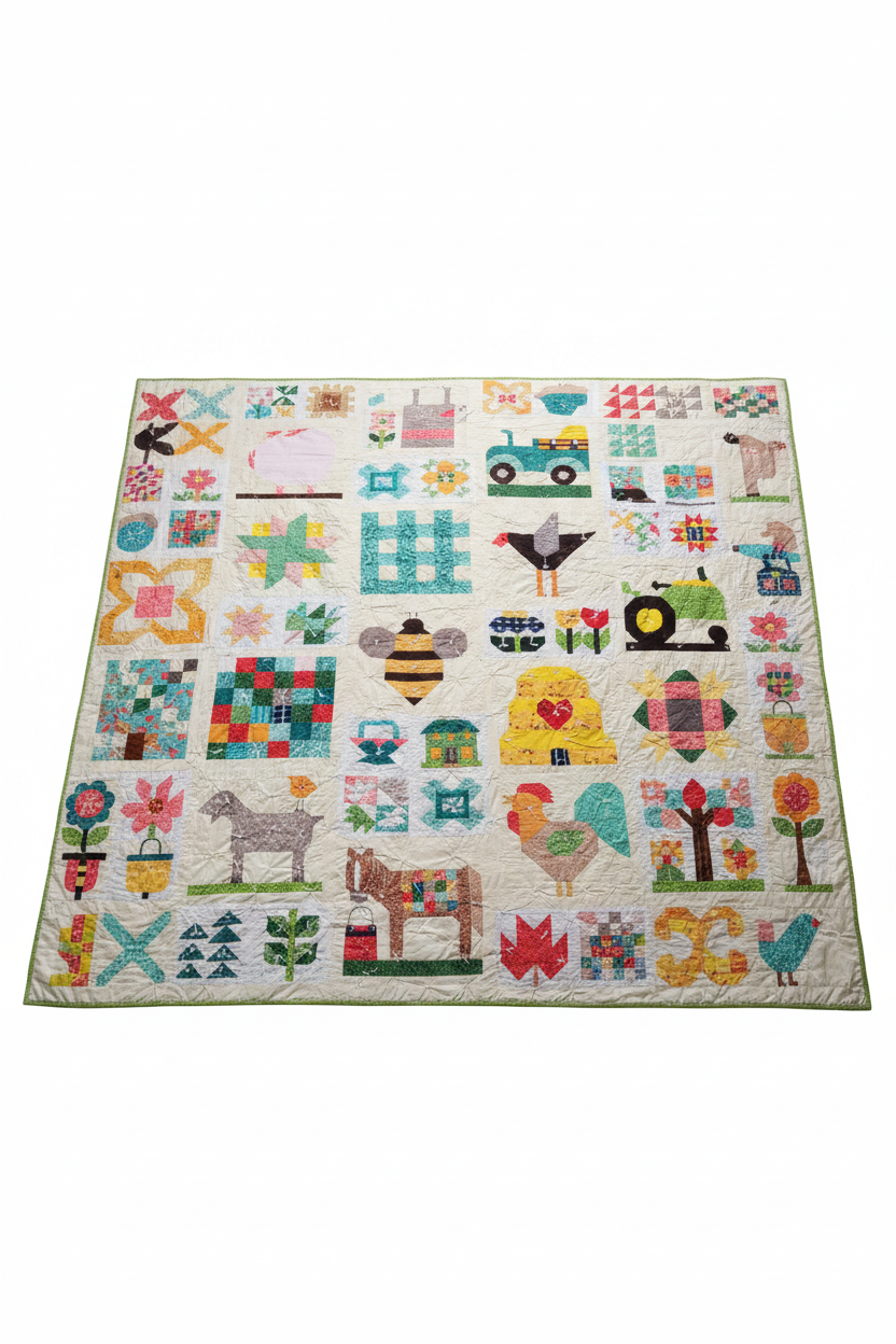 Colorful Applique Quilt Detail