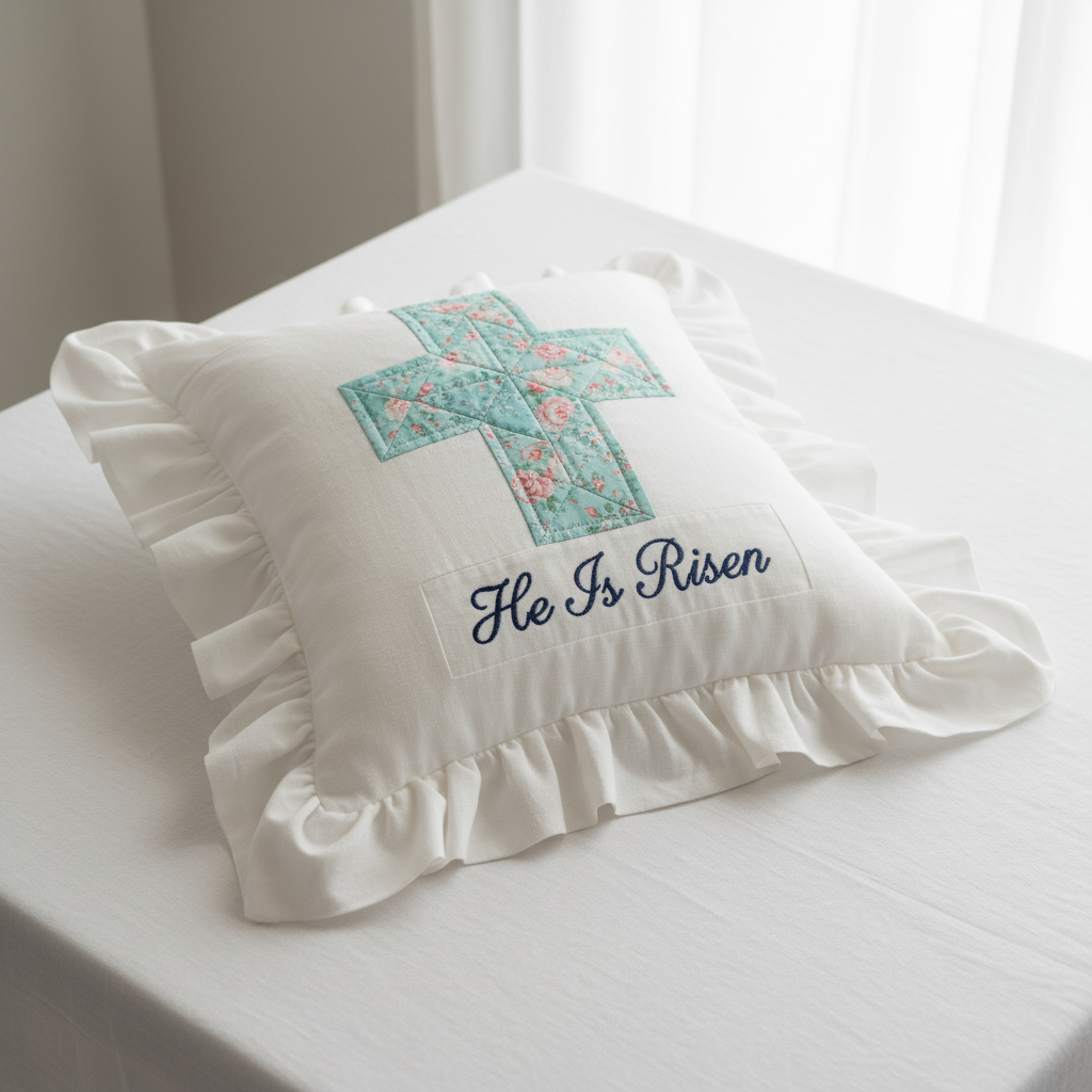 He Is Risen Cross Pillow