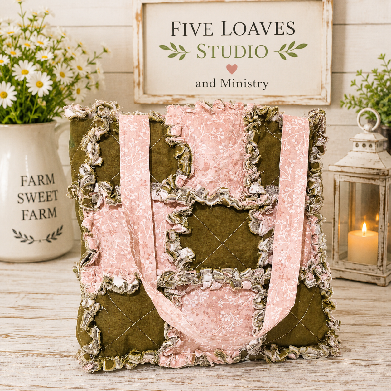 Rag Quilt Tote Bag