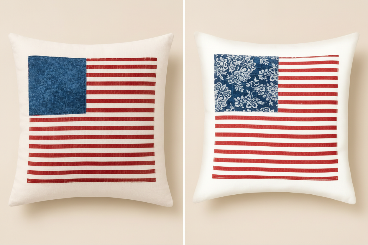 Handmade Patriotic Flag Pattern Pillow Covers