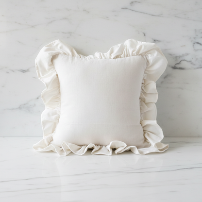 White Ruffled Pillow